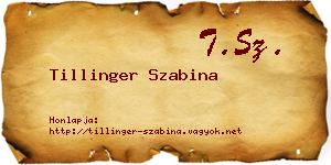 Tillinger Szabina névjegykártya